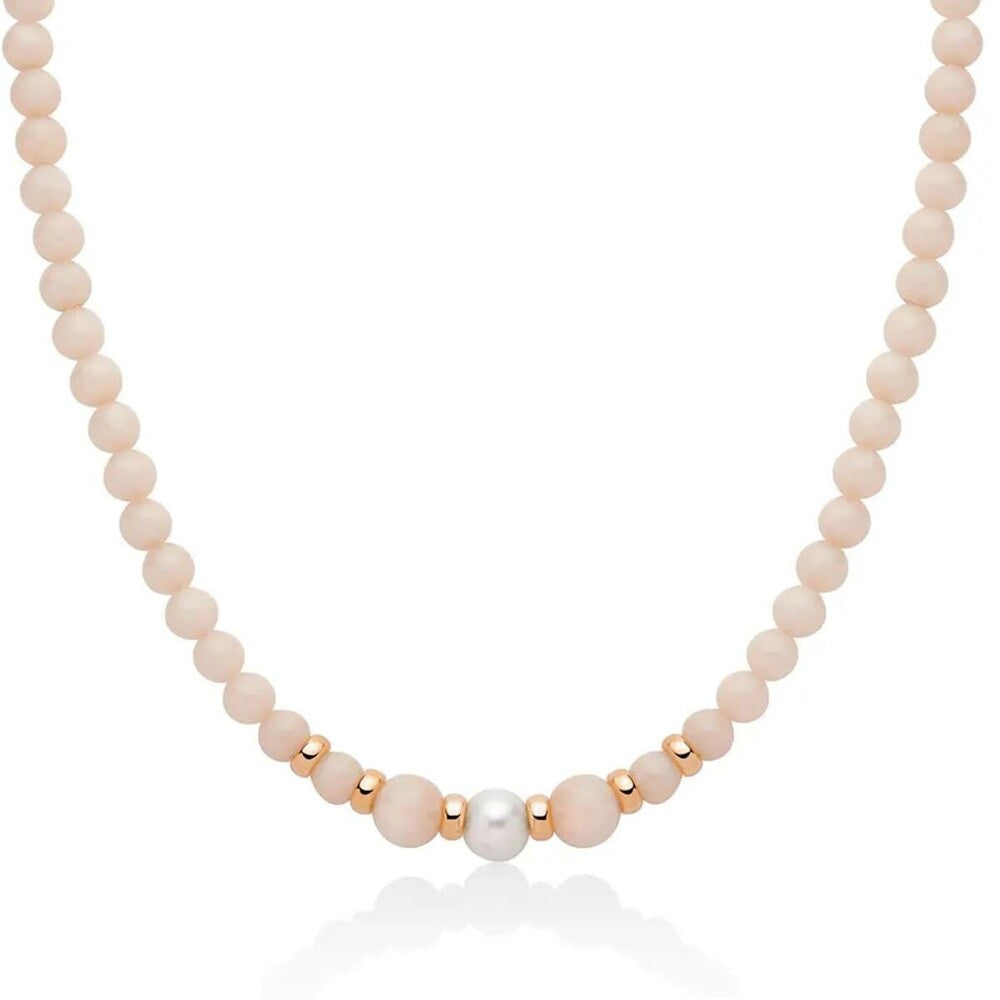 Collana Miluna in Argento con Perla e Sfere Giada Pesca