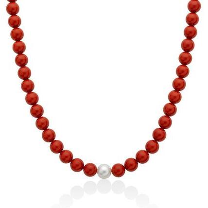 Collana Miluna Terra e Mare Perla e Agglomerato rosso