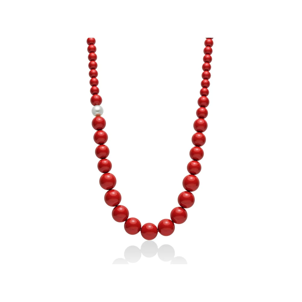 Collana MILUNA Terra e Mare Perla e Agglomerato rosso