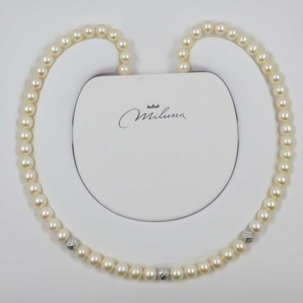 Collana MILUNA Perle con Boule in Oro Bianco