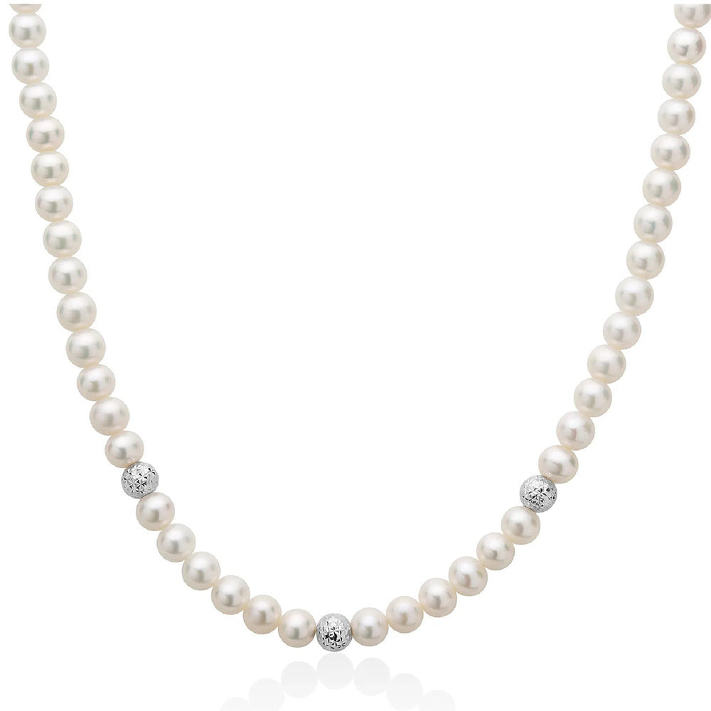 Collana MILUNA Perle con Boule in Oro Bianco