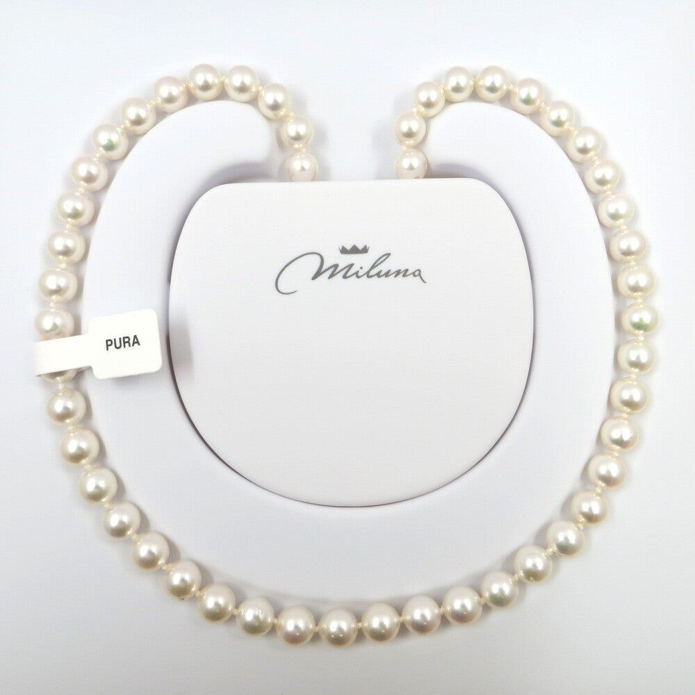 Collana Miluna di Perle Akoya 7-7,5 mm, Oro e Brillanti