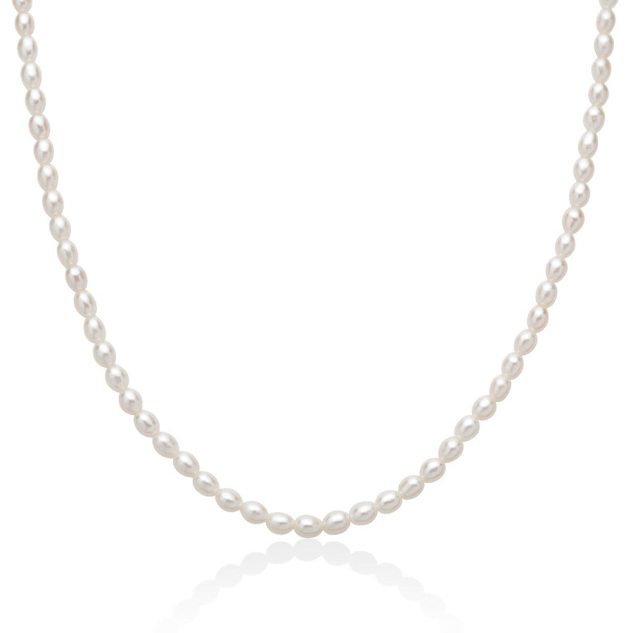 Collana Miluna Pepite di Perle riso con chiusura in Argento