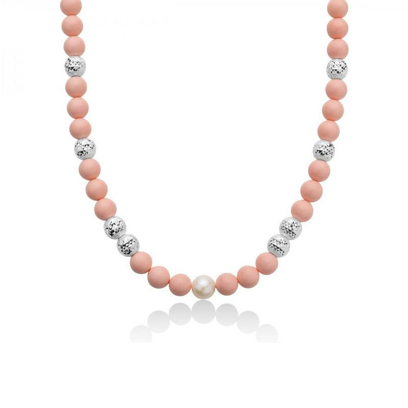 Collana MILUNA Perle Rosa e Sfere in Argento