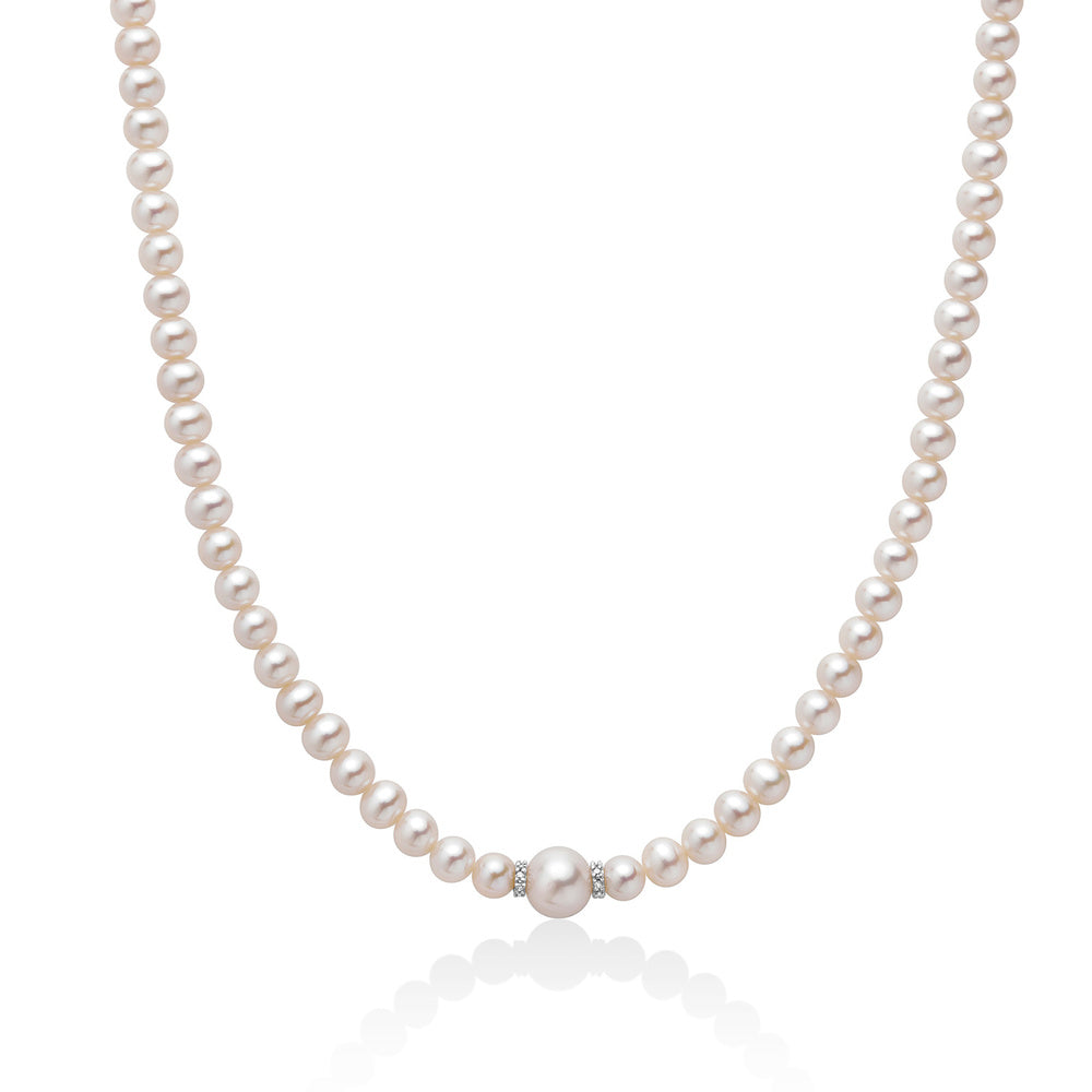 Collana Girocollo Miluna Perle, Oro e Brillanti
