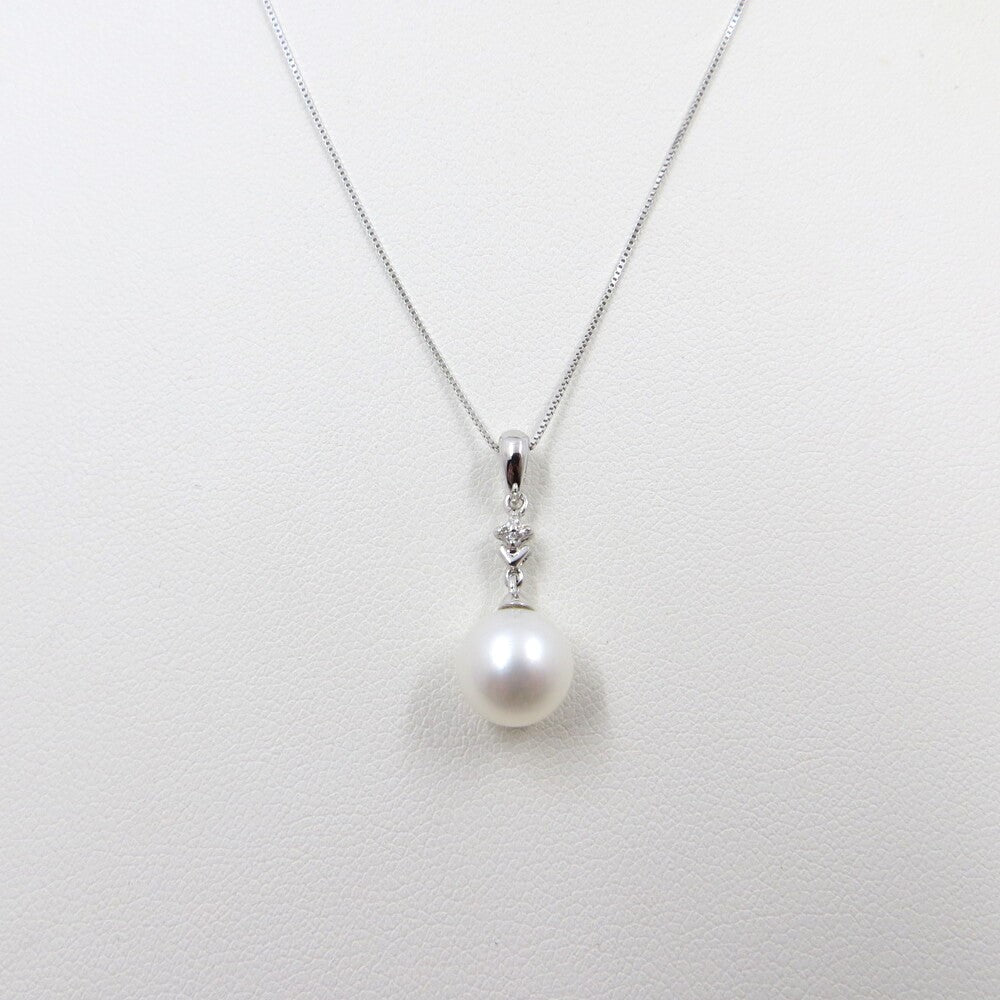 Collana Oro bianco LELUNE con pendente Perla e Brillanti