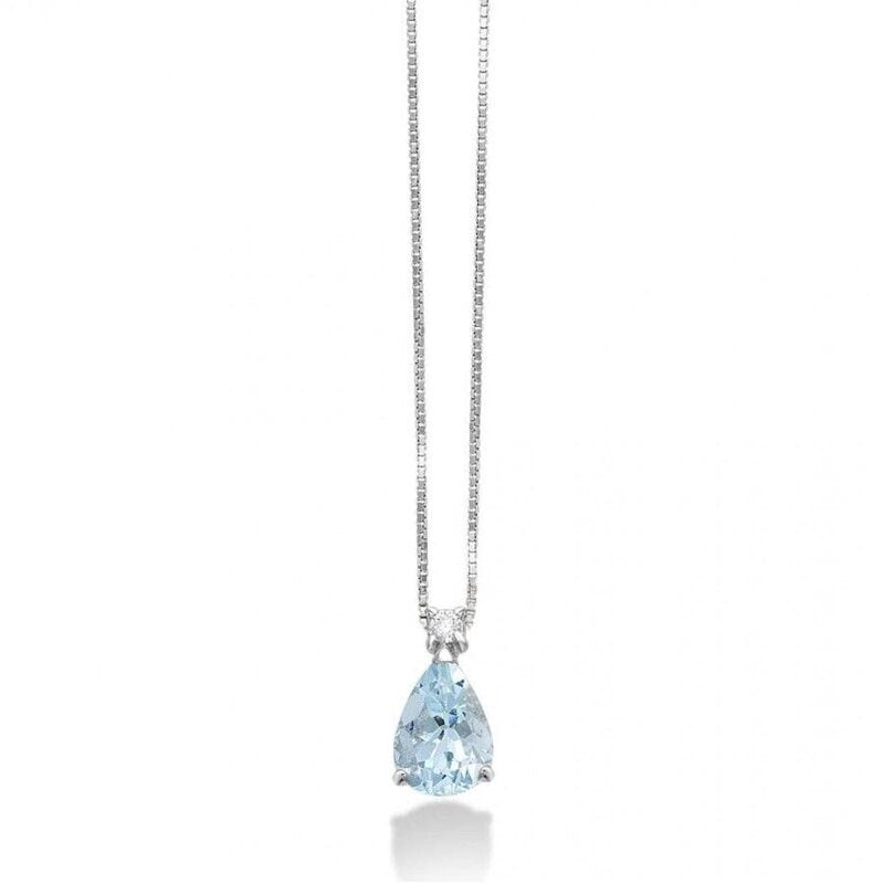 Collana con pendente a goccia DAVITE&DELUCCHI Oro, Acquamarina e Diamante