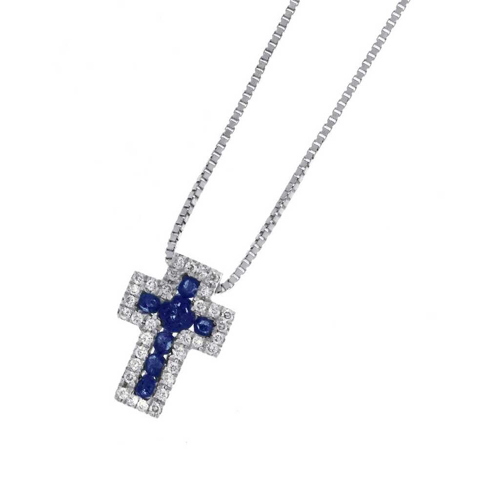 Collana Pendente Croce DAVITE E DELUCCHI Oro Diamanti e Zaffiri