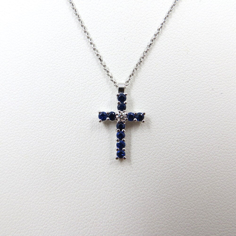 Collana con pendente Croce GIORGIO VISCONTI Oro, Diamante e Zaffiri blu