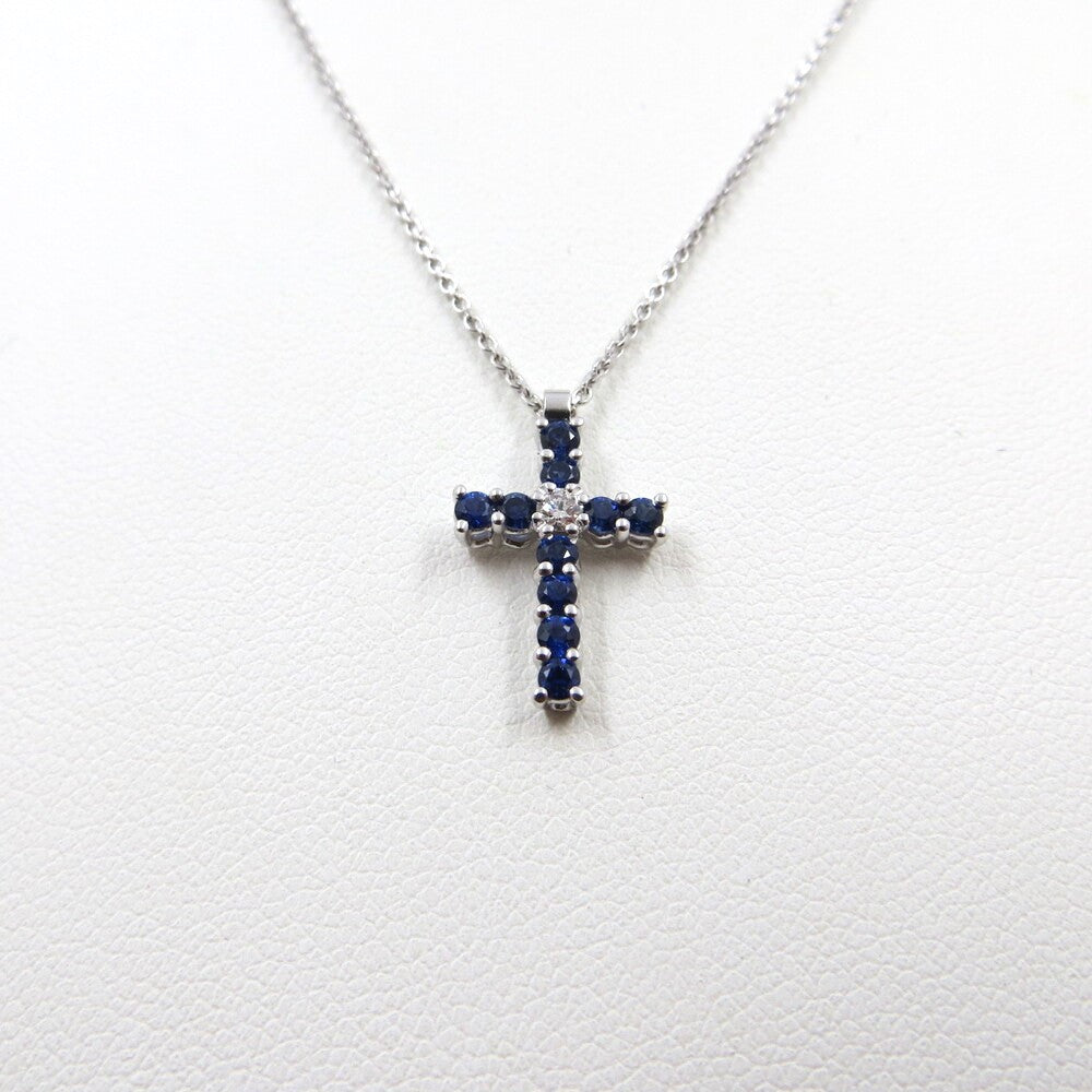 Collana con pendente Croce GIORGIO VISCONTI Oro, Diamante e Zaffiri blu