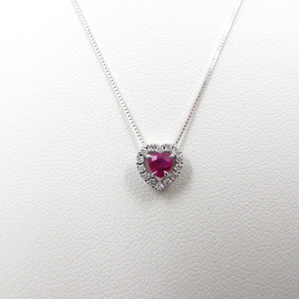 Collana LELUNE Pendente Cuore Oro, Diamanti e Rubino