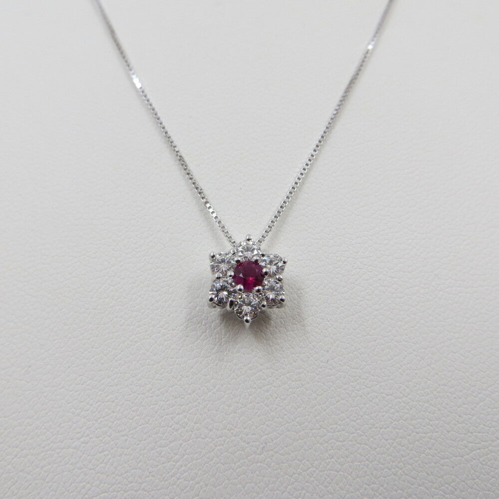 Collana con pendente a fiore DAVITE&DELUCCHI Oro, Diamanti e Rubino