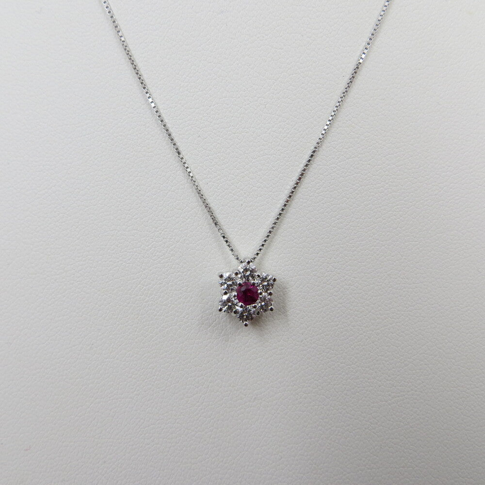 Collana con pendente a fiore DAVITE&DELUCCHI Oro, Diamanti e Rubino