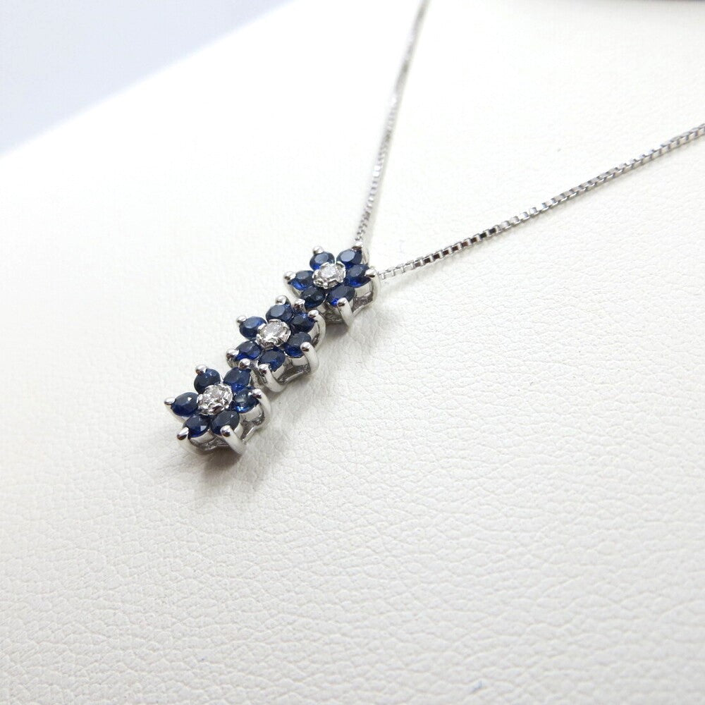 Collana con pendente trilogy a fiori DAVITE&DELUCCHI Oro, Diamanti e Zaffiri blu