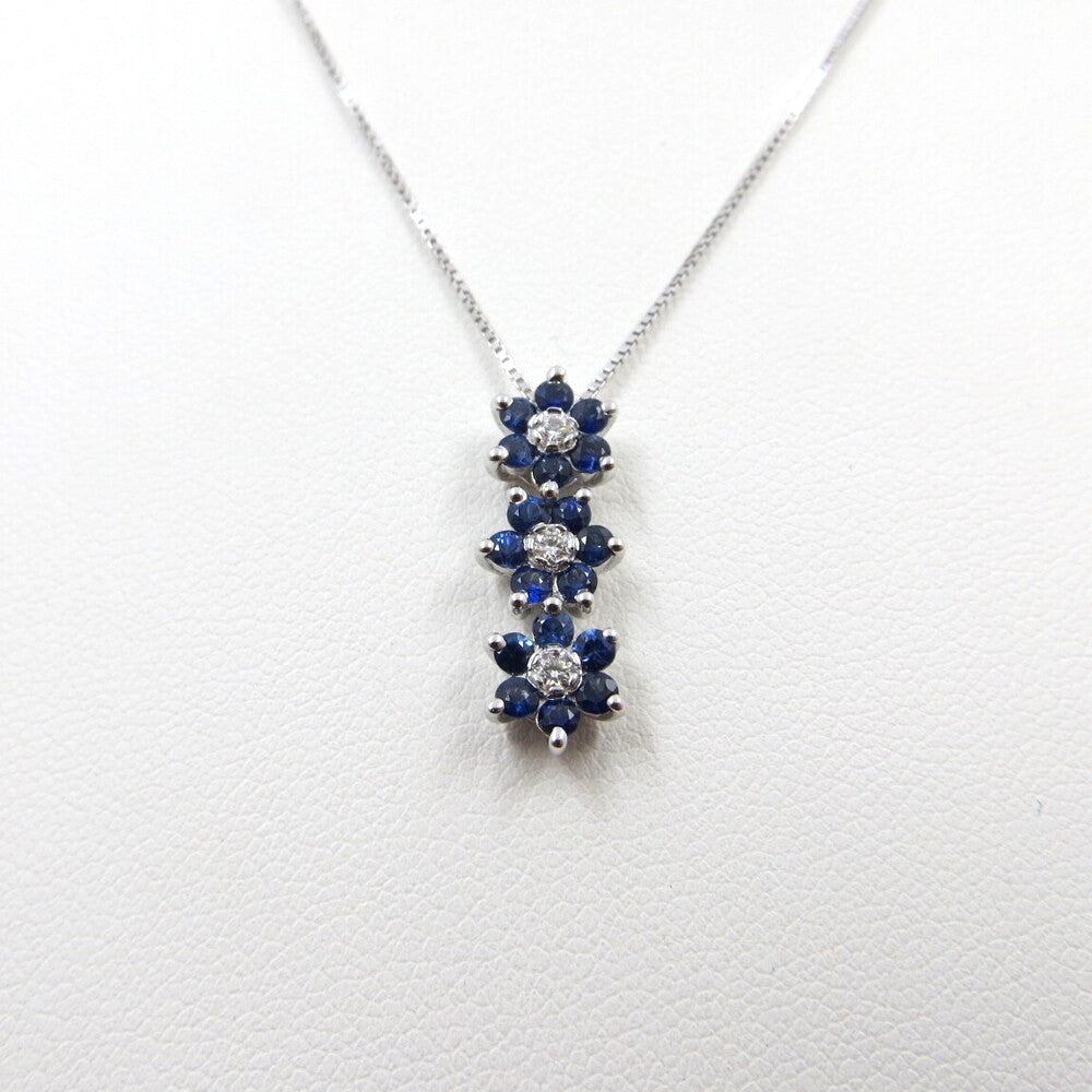 Collana con pendente trilogy a fiori DAVITE&DELUCCHI Oro, Diamanti e Zaffiri blu