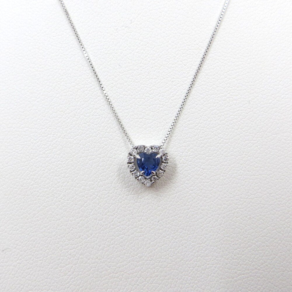 Collana LELUNE Pendente Cuore Oro, Diamanti e Zaffiro
