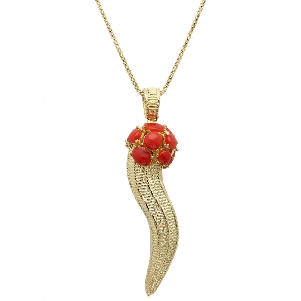 Collana Pendente SOARA in Argento Dorato e Corallo Dorato