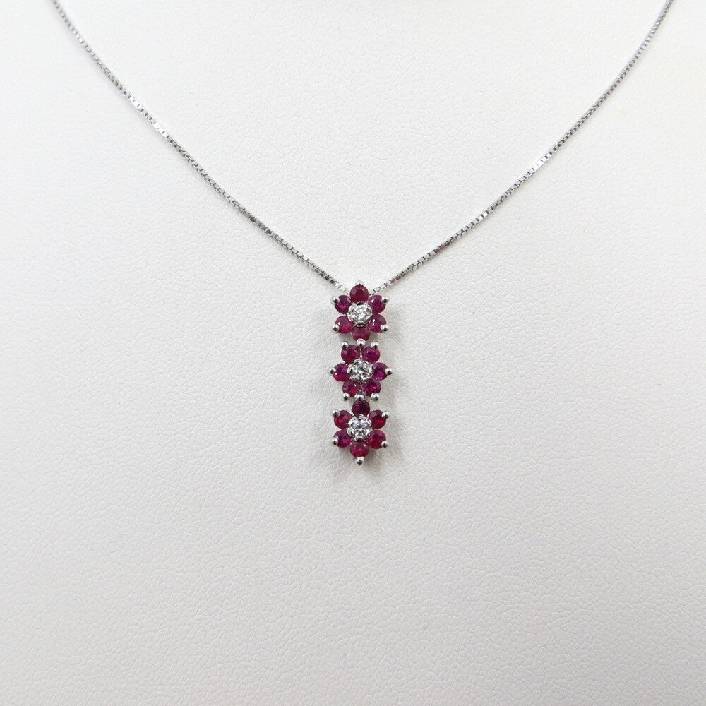 Collana con pendente trilogy a fiori DAVITE&DELUCCHI Oro, Diamanti e Rubini