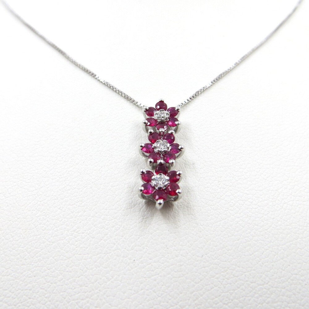 Collana con pendente trilogy a fiori DAVITE&DELUCCHI Oro, Diamanti e Rubini