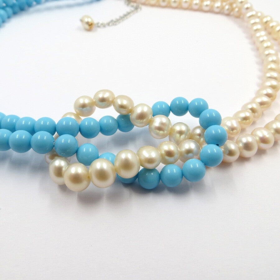 Collana MILUNA Perle Bianche e Turchese Terra e Mare