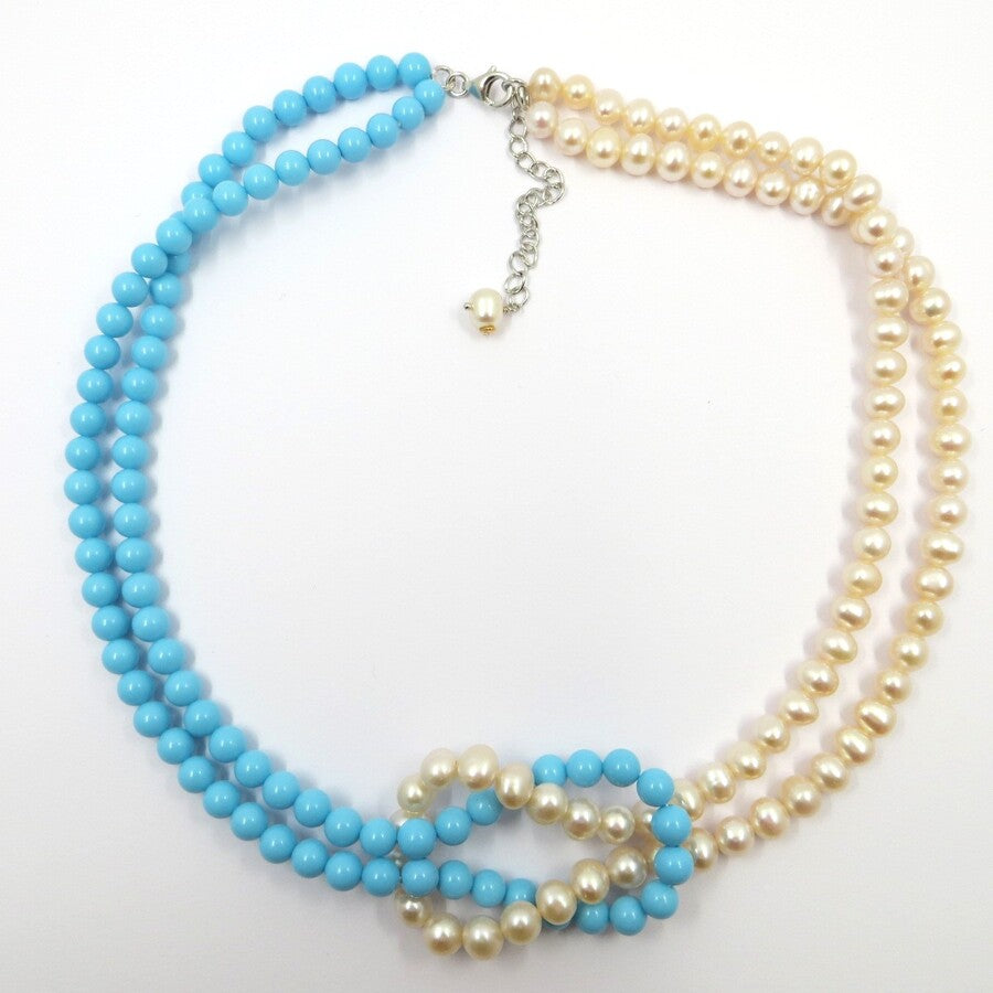 Collana MILUNA Perle Bianche e Turchese Terra e Mare