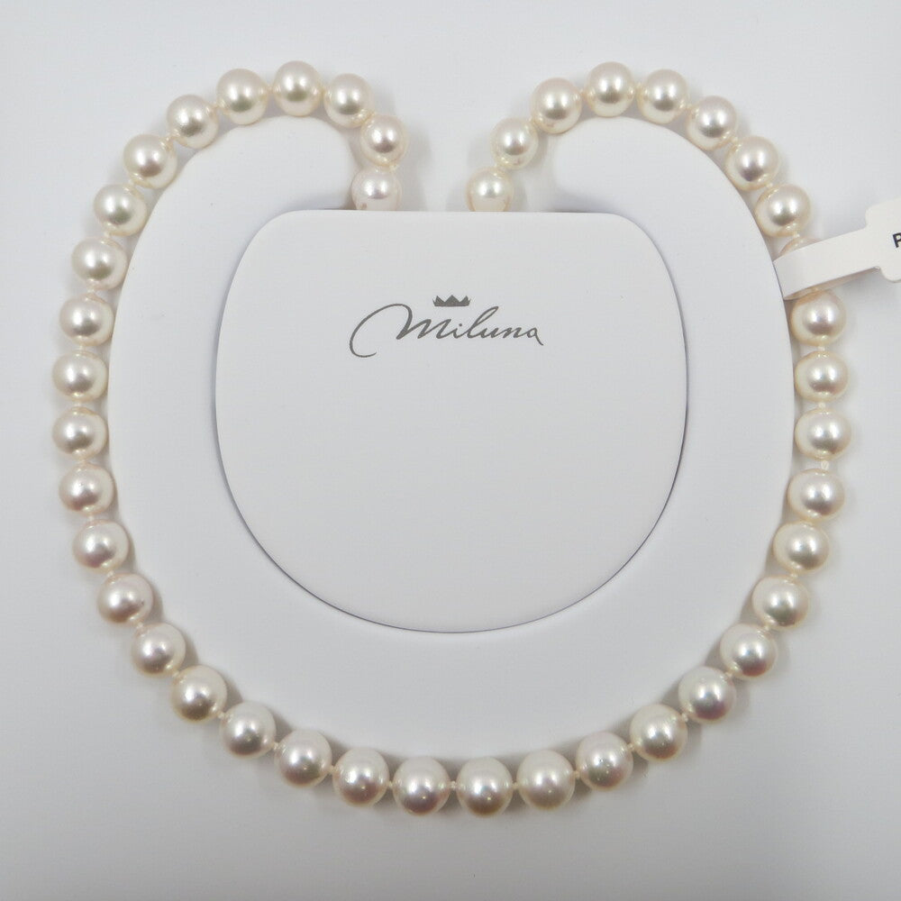 Collana Miluna Perle Akoya 8-8,5 mm, Oro e Brillanti