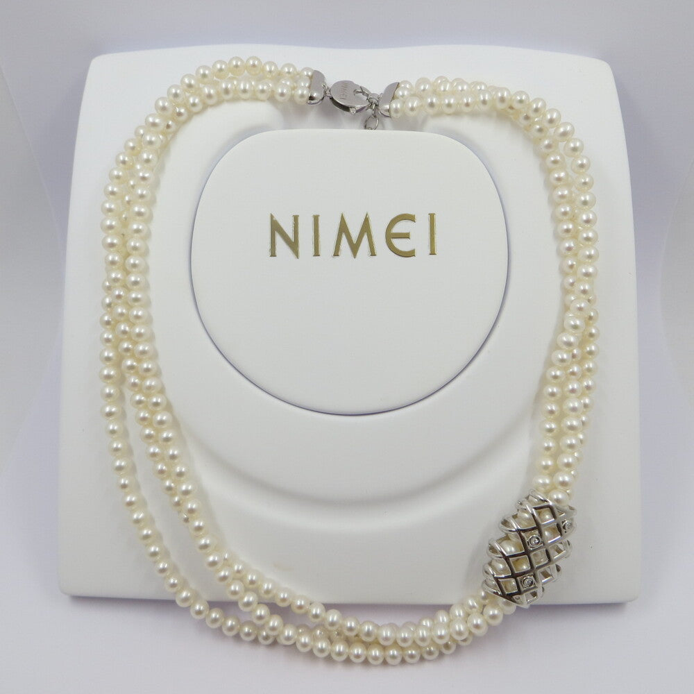Collana NIMEI Tre fili Perle e Diamanti