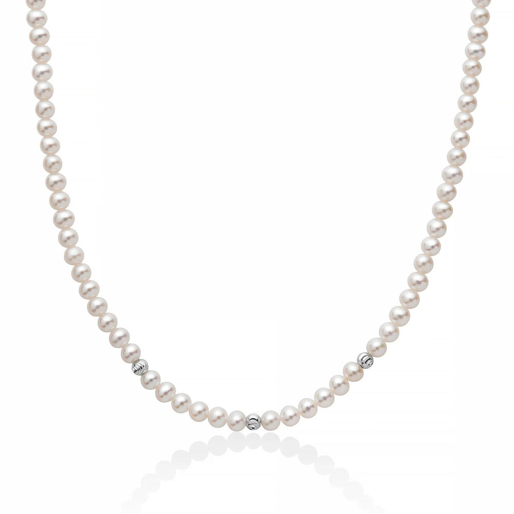 Collana Girocollo MILUNA Perle e Boule Oro Bianco