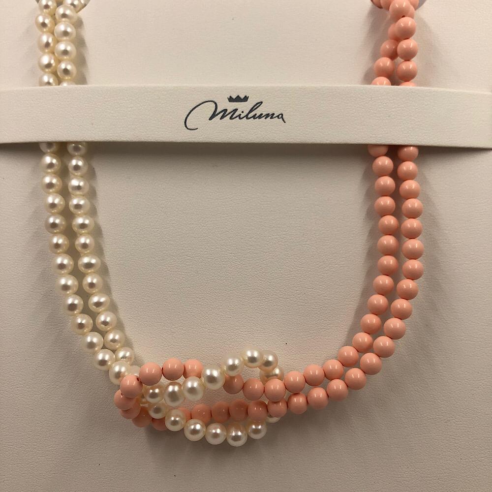 Collana MILUNA Perle Bianche e Rosa Terra e Mare