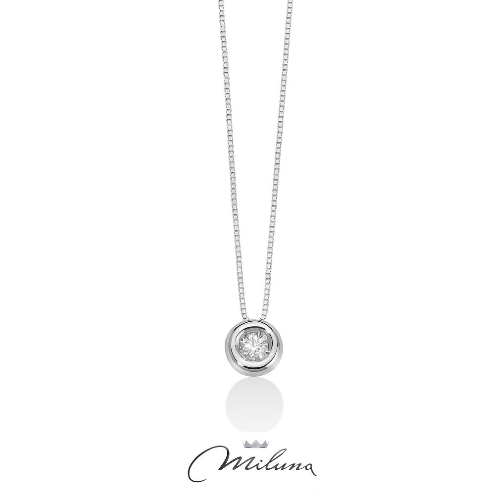 Collana MILUNA punto luce oro bianco e brillante
