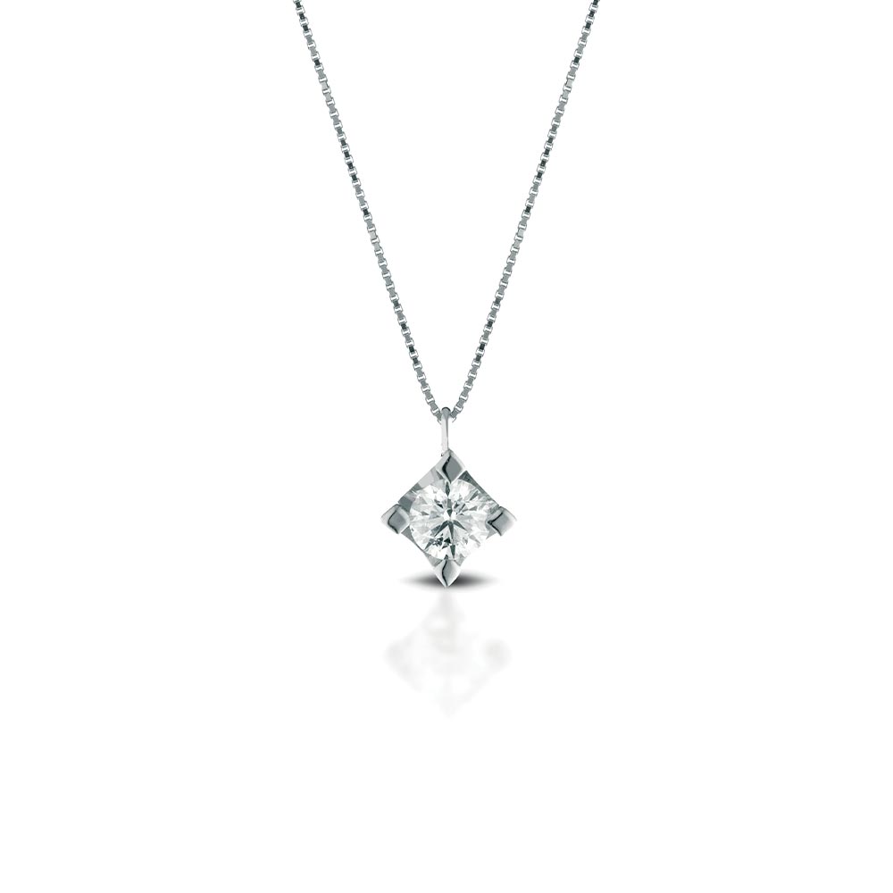 Collana Punto Luce LELUNE Oro bianco e Diamante