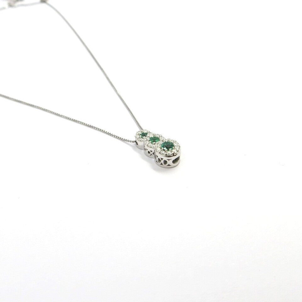 Collana Pendente Trilogy DAVITE & DELUCCHI Oro Diamanti e Smeraldi