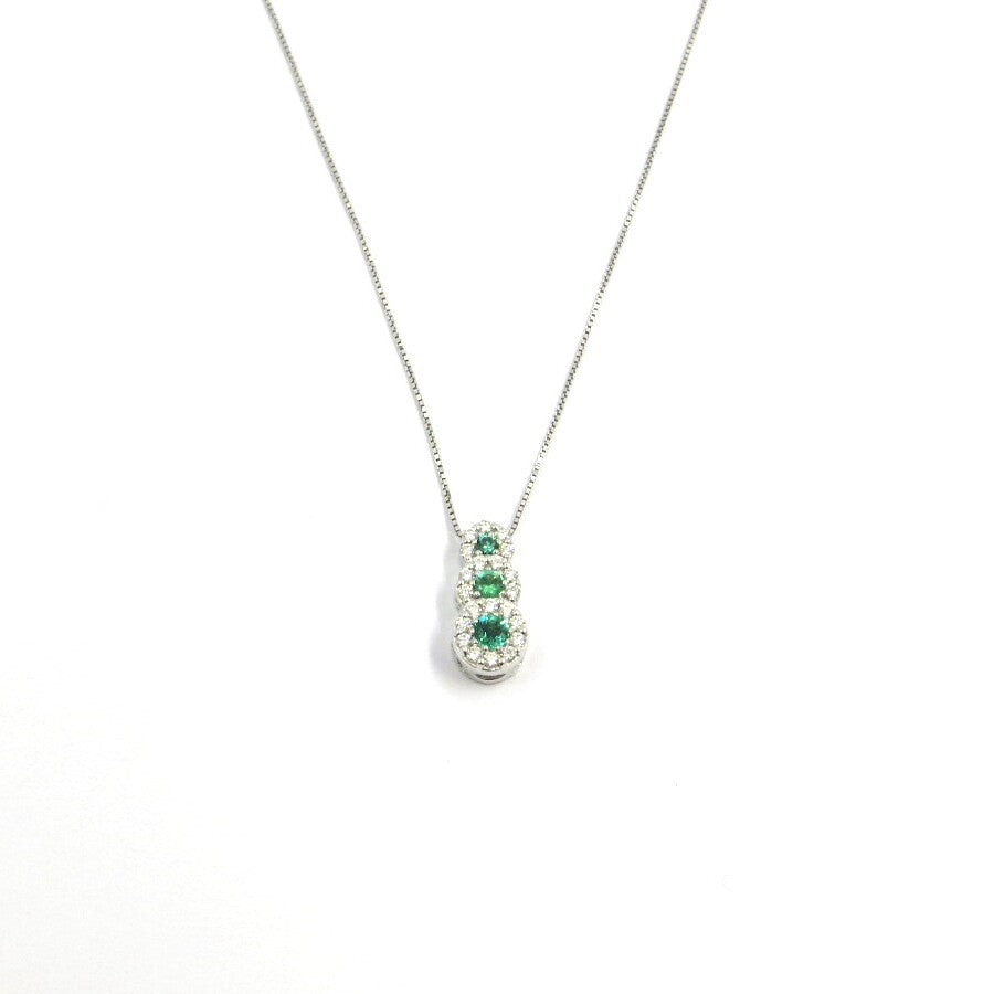 Collana Pendente Trilogy DAVITE & DELUCCHI Oro Diamanti e Smeraldi