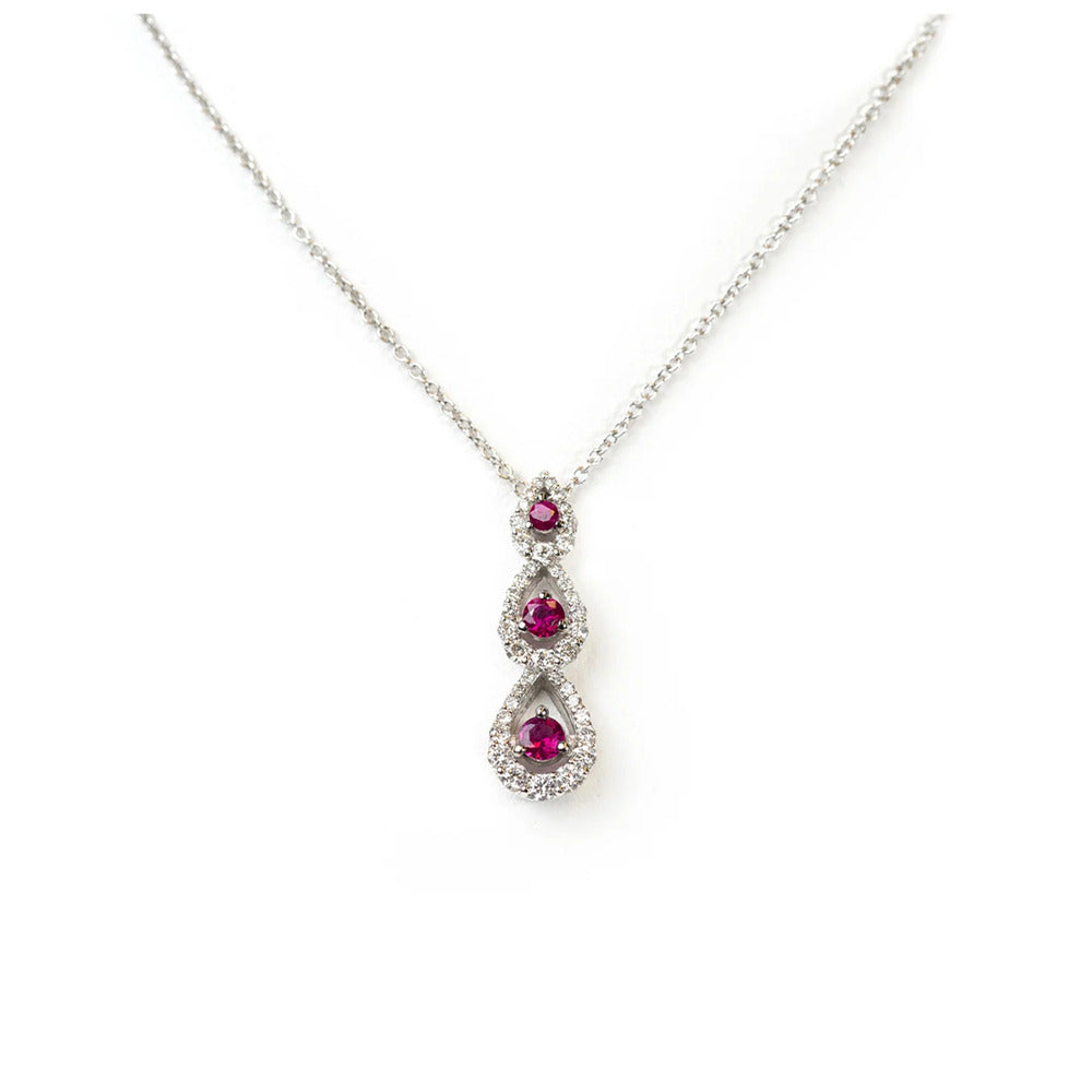 Collana con pendente Trilogy a goccia DAVITE&DELUCCHI Oro, Diamanti e Rubini