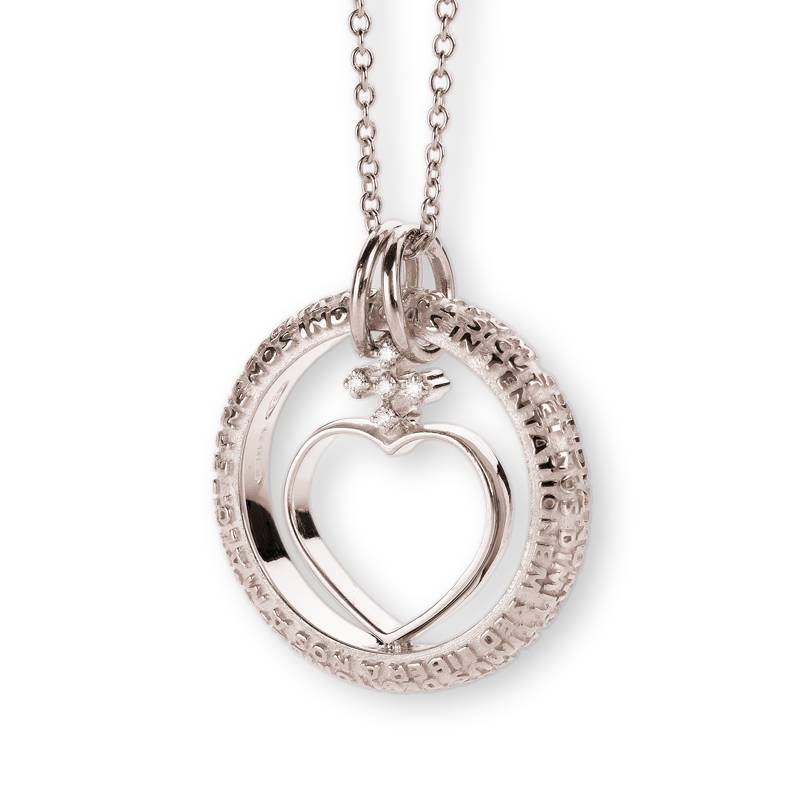 Collana TUUM con ciondolo COR in argento rodiato con catena