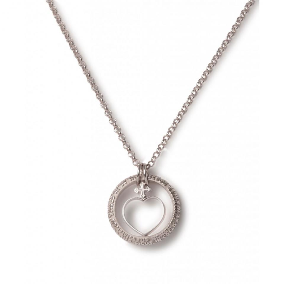Collana TUUM con ciondolo COR in argento rodiato con catena