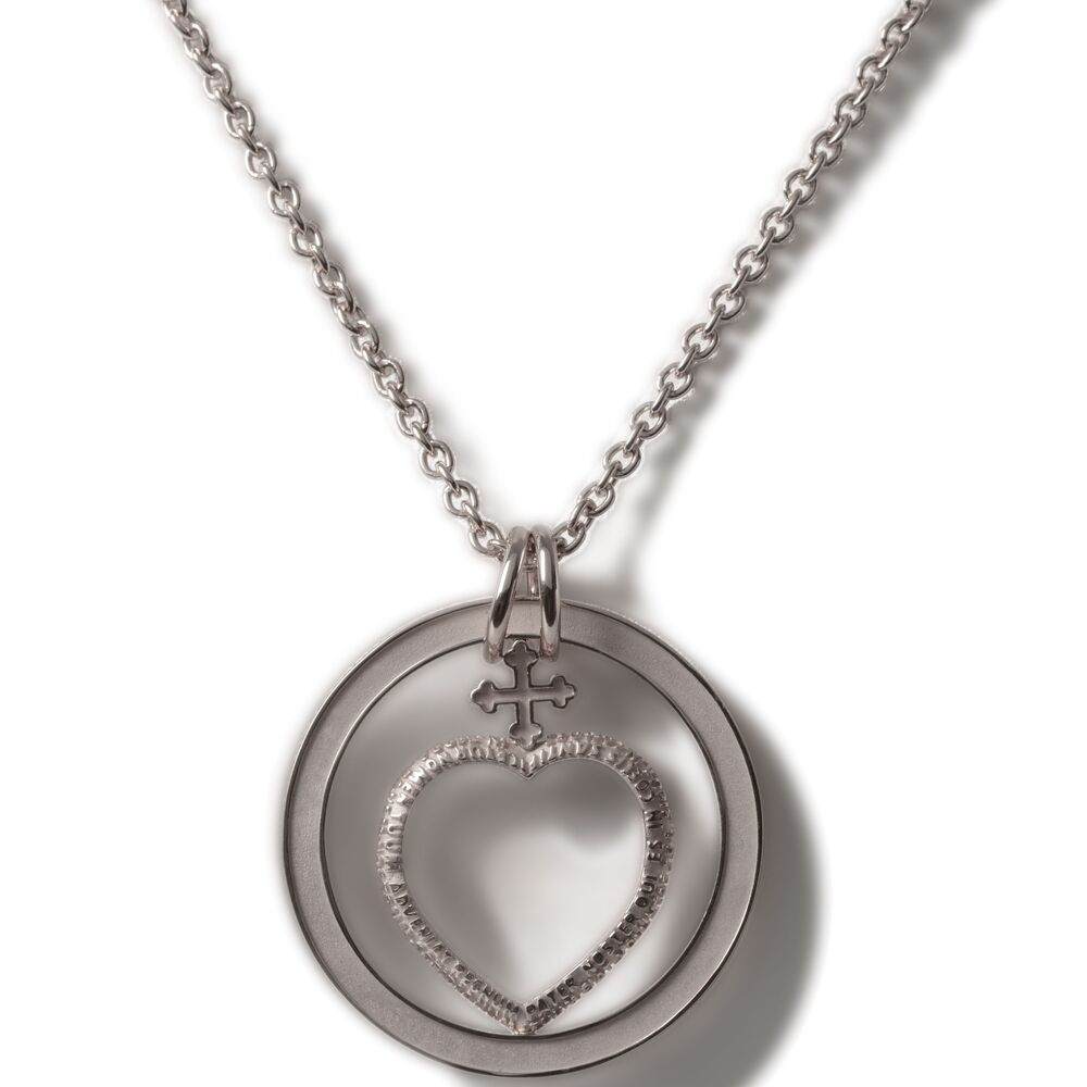 Collana TUUM con ciondolo COR in argento rodiato con catena