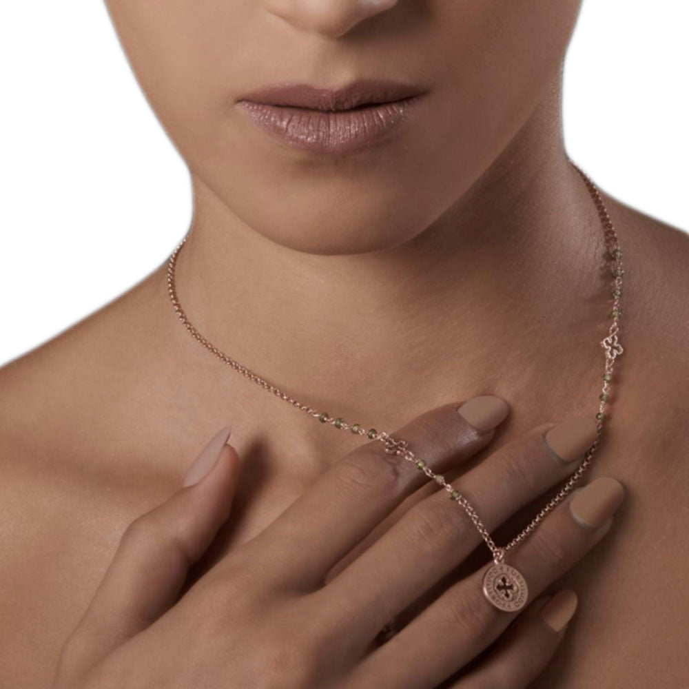 Collana TUUM Settedoni FORTITUDO in Argento Rosa e Salomite Verde