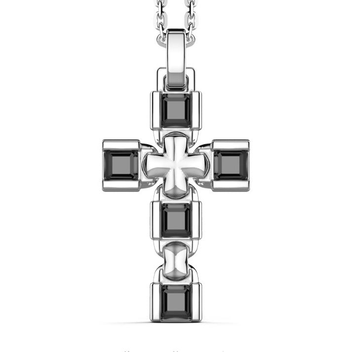 Collana Zancan Croce in Argento e Pietre nere