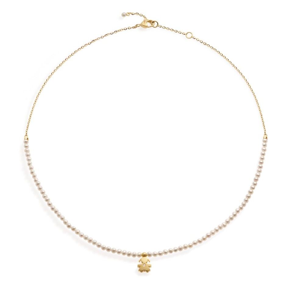 Collana leBebè Perle Sagoma Bimba Oro e Diamante