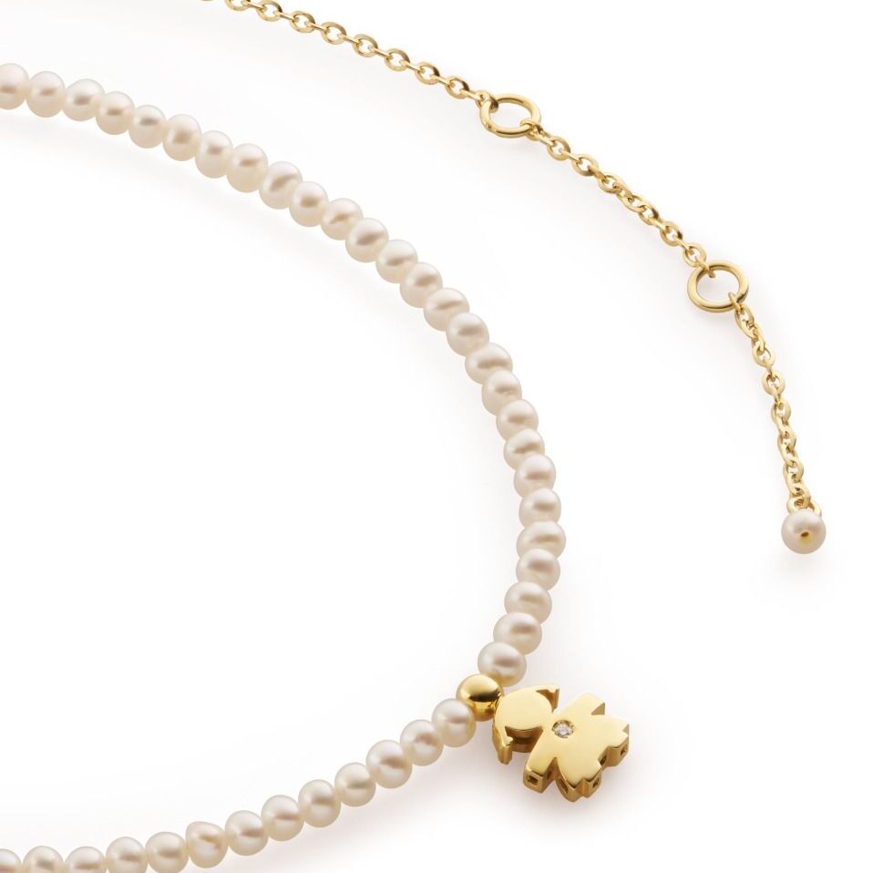 Collana leBebè Perle Sagoma Bimba Oro e Diamante
