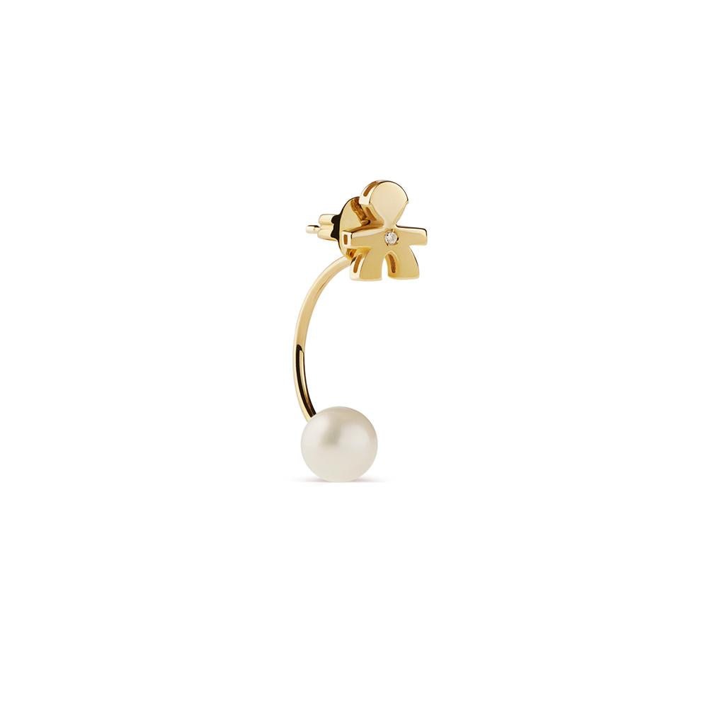 Mono Orecchino LeBebè Sagoma Bimbo Oro, Perla e Diamante