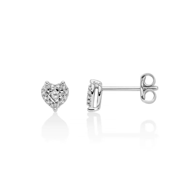 Orecchini Miluna Cuore in Oro bianco 9k e Diamanti