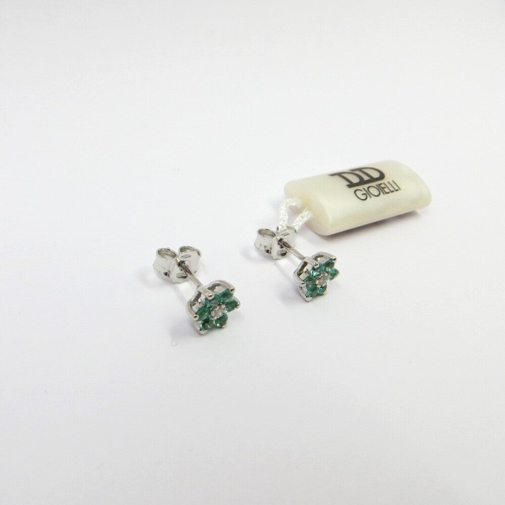 Orecchini DAVITE&DELUCCHI Fiore Oro, Brillanti e Smeraldi