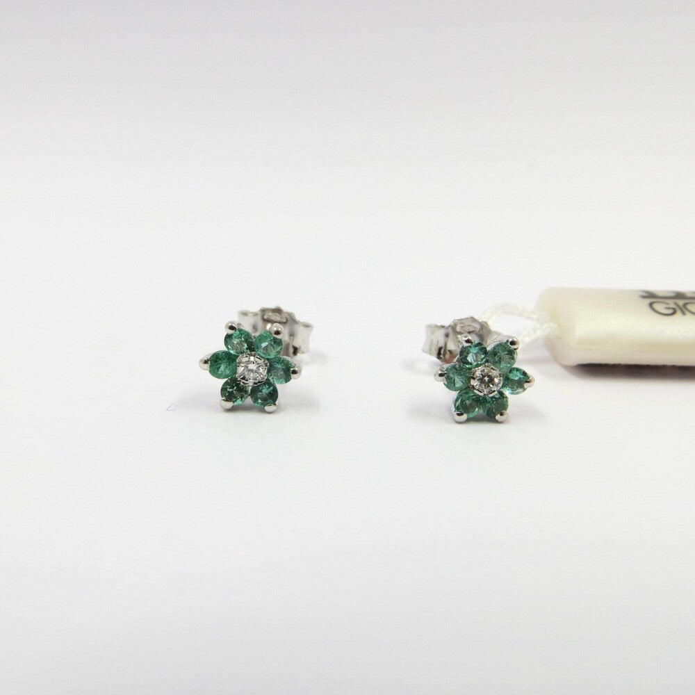 Orecchini DAVITE&DELUCCHI Fiore Oro, Brillanti e Smeraldi