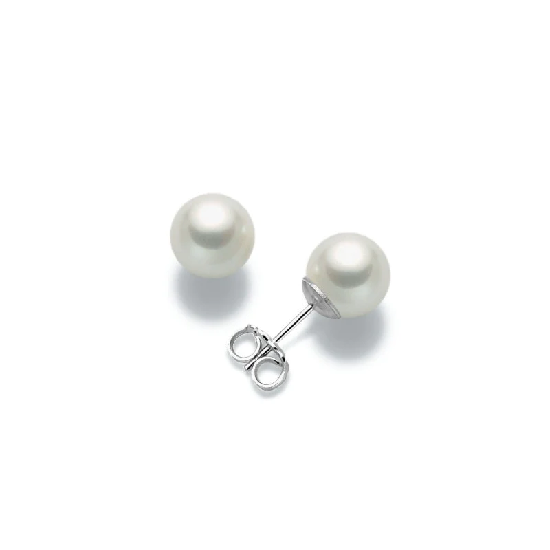 Orecchini Miluna in Oro Bianco con Perle 6-6,5 mm