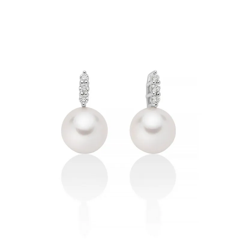 Orecchini NIMEI Perle Akoya Oro Bianco e Diamanti
