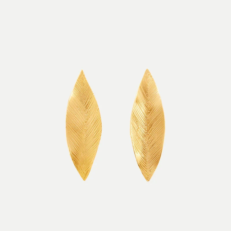 Orecchini Giulia Barela Leaves Extra Small Bronzo bagnato Oro 24 carati