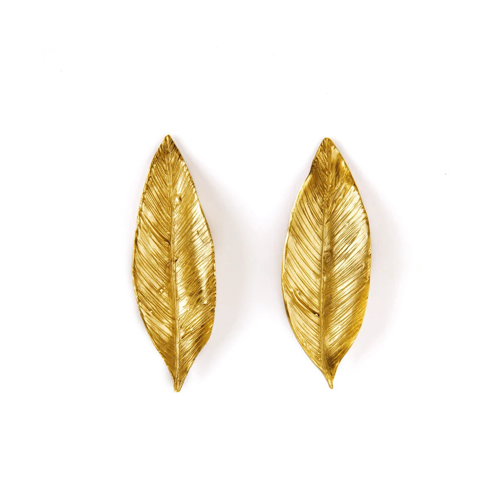 Orecchini Giulia Barela Leaves Medium in Bronzo bagnato Oro 24 carati