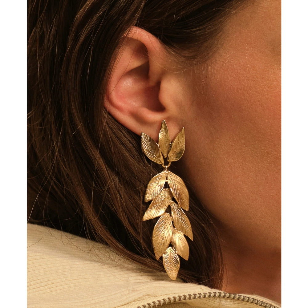 Orecchini GIULIA BARELA Foliage Bronzo bagnato Oro 24 kt